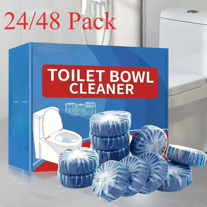 Blue Mesh-Wrapped Toilet Bowl Cleaner Tablets in 20-, 24- or 48-Piece Checkout Packs with Pictured 1.8-Inch Height