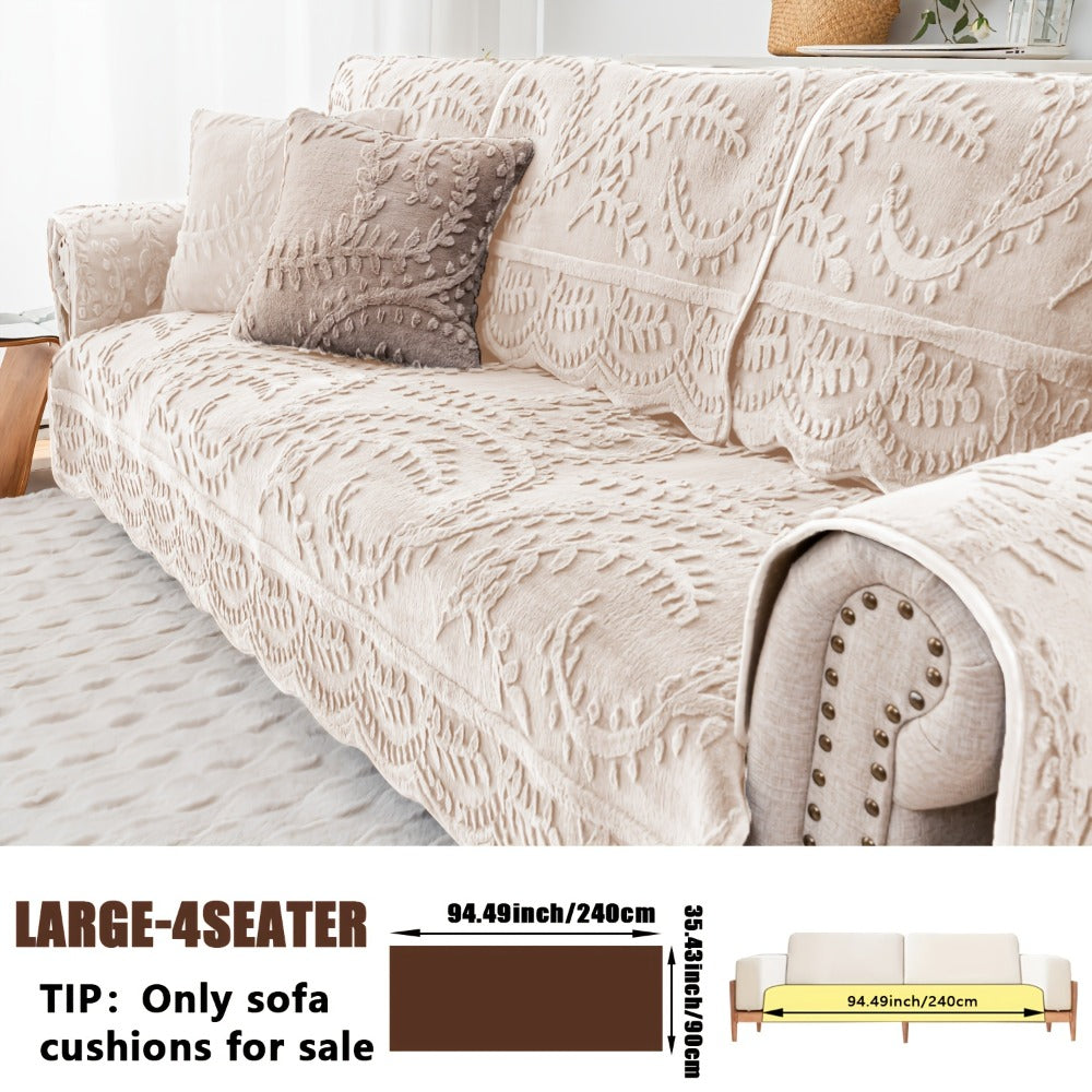 Sofa Cover Quilted Faux Rabbit Fur Plush Panels in 35.43-Inch Width with Seat, Pillowcase and Two-Piece Options