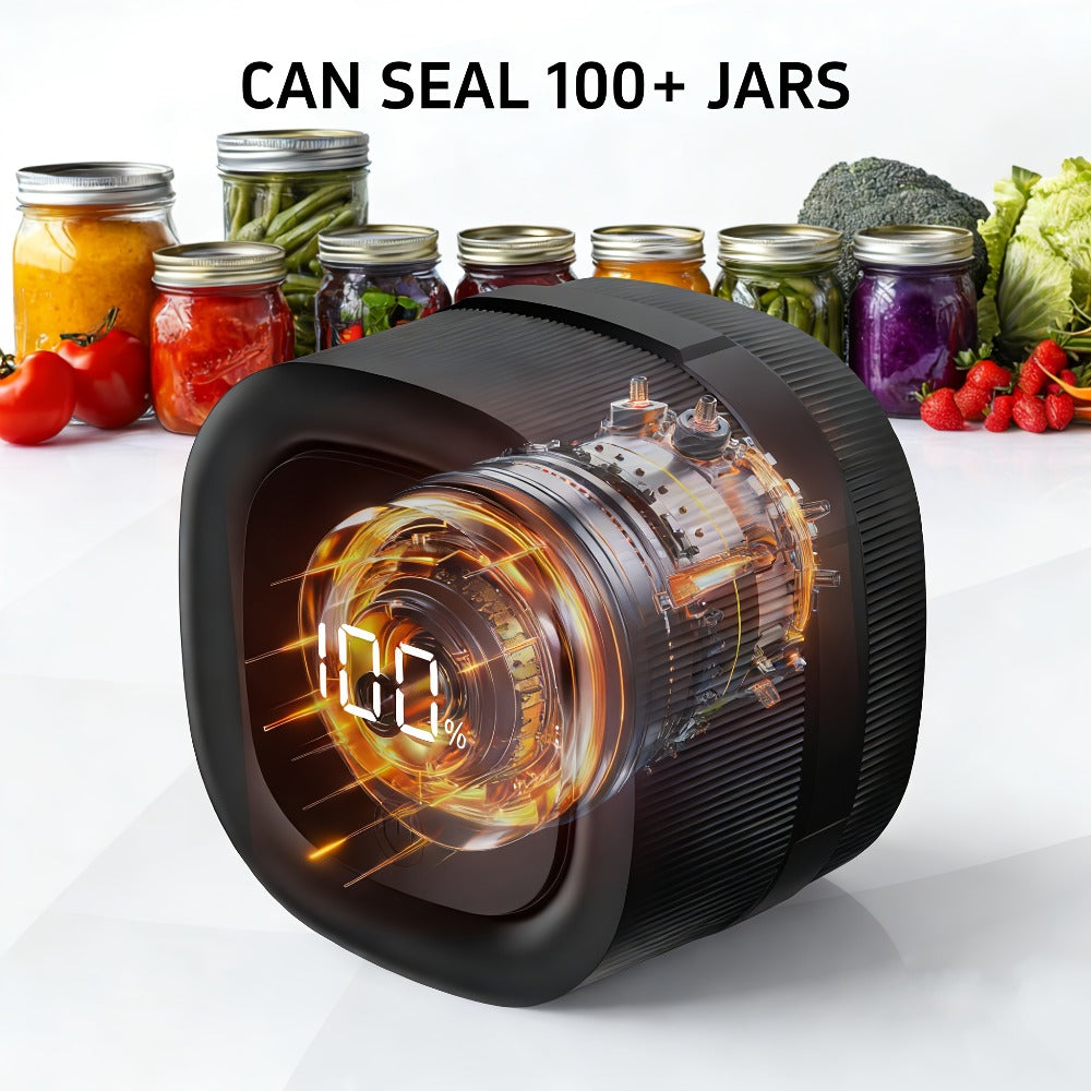 Electric Jar Vacuum Sealer with One-Button Operation and White, Black or Basic Black Model Options