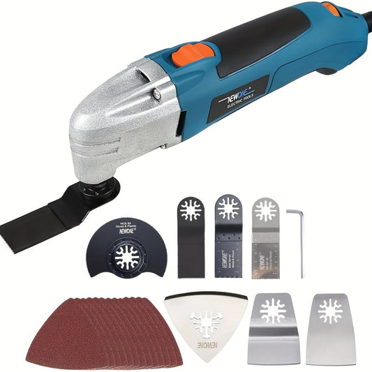 Oscillating Multitool Kit 2.5 Amp Corded, 6-Speed Variable, 3° Oscillation Angle, Cutting Tool for Wood Metal Plastic, High-Precision Renovator Tool for DIY Projects & Home Repairs, Accessories Included
