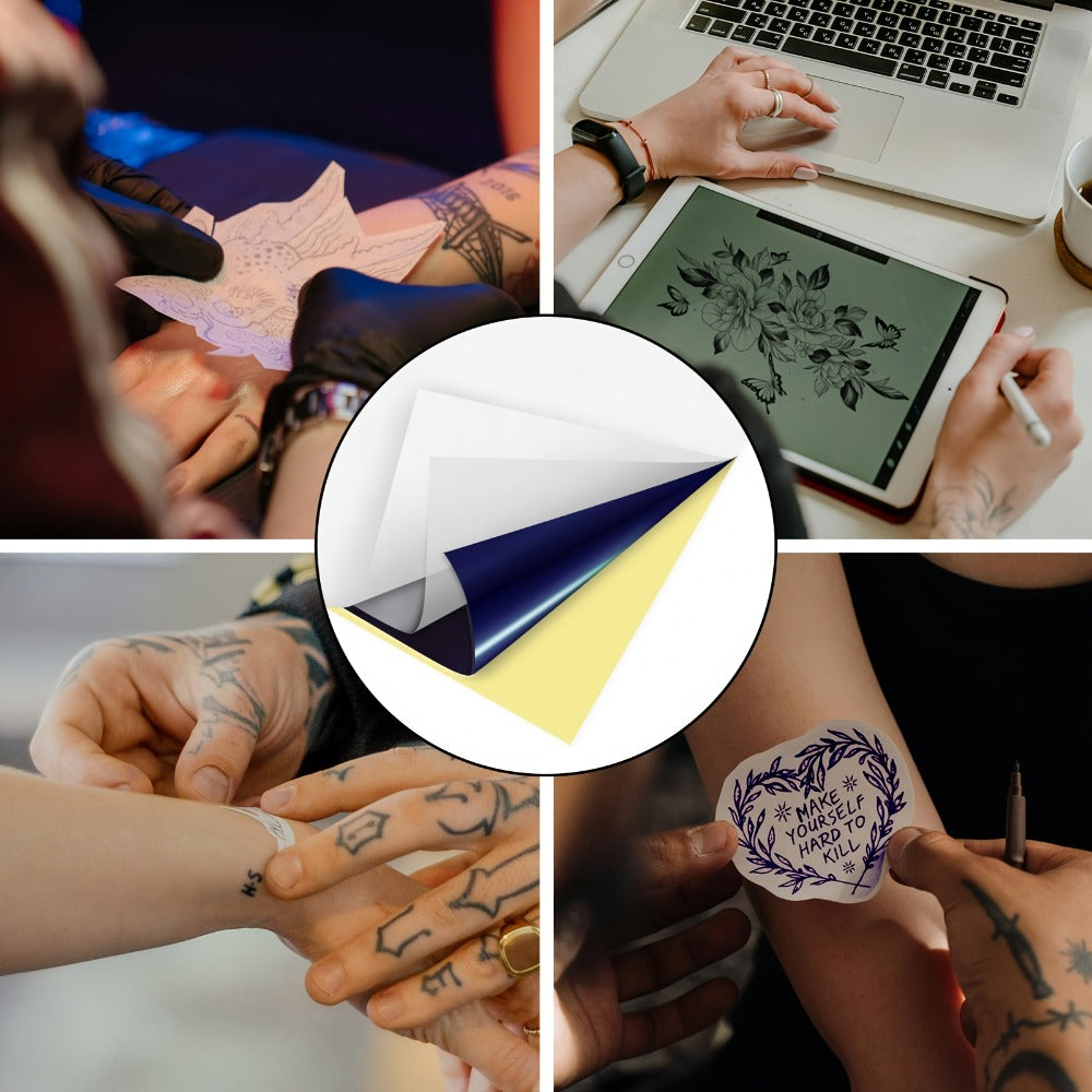Forty-Sheet A4 Tattoo Transfer Paper Pack with Four-Layer Pictured Construction for Stencil Preparation