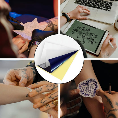 Forty-Sheet A4 Tattoo Transfer Paper Pack with Four-Layer Pictured Construction for Stencil Preparation