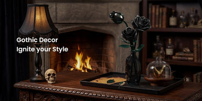 Building Block Set Black Rose Bouquet, 152-Piece Three-Flower Model with Adjustable Stems and Leaves for Display