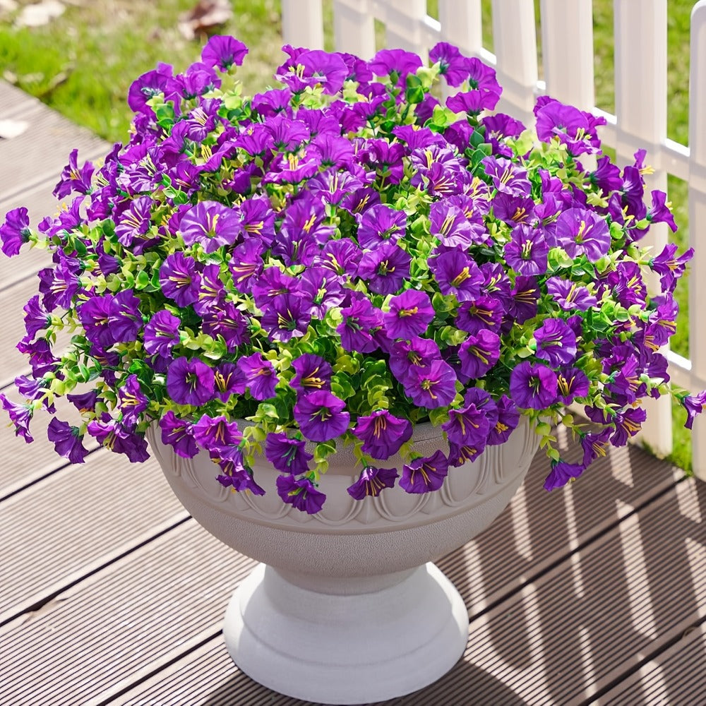 Artificial Flowers 10-Bundle Pink Morning Glory Set for Porch, Planter, Window Box and Home Decor