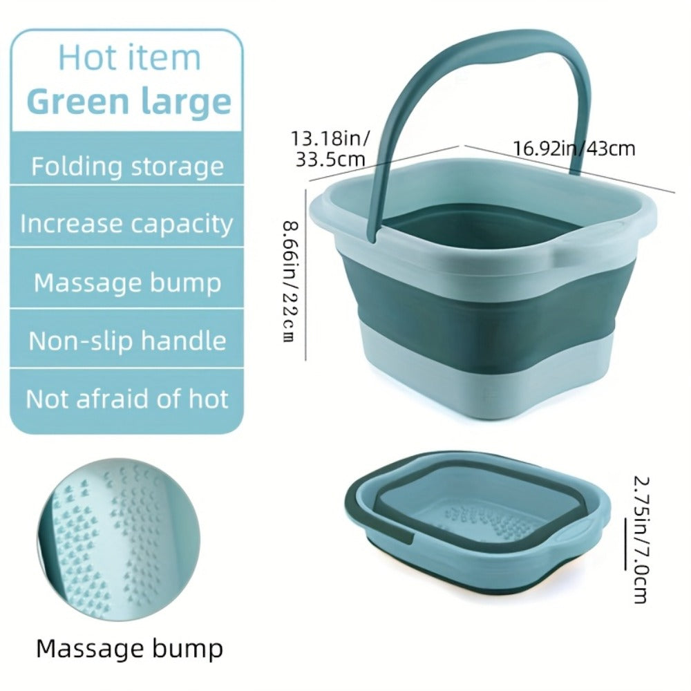 Foldable 3.96-Gallon Foot Bath Basin with Carry Handle, Raised Massage Surface and Four Colors