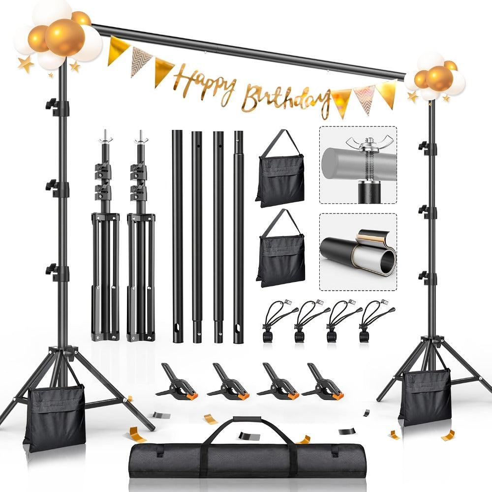 BEIYANG 8.5x10ft Adjustable Photo Backdrop Stand Kit with Carrying Bag | Background Holder Support System for Photography Studio, Video Production, Party Decoration & Advertising Display