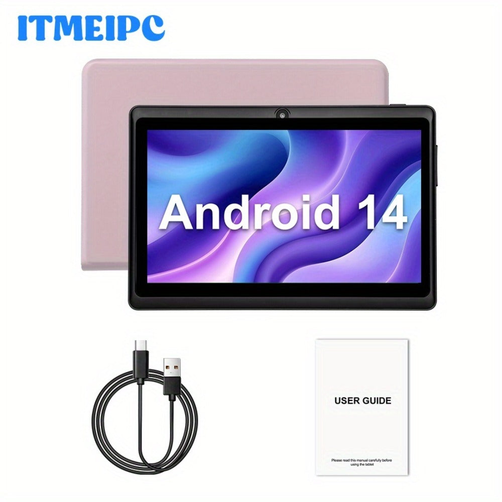 Android Tablet 7-Inch ITMEIPC with Android 14, Quad-Core CPU, 32GB Internal Storage and Protective Case