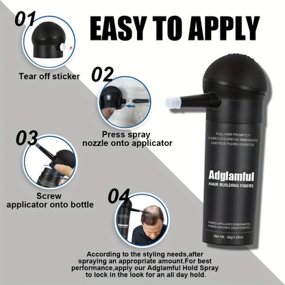 Hair Fiber Powder Kit with Tall Container and Directional Spray Applicator in Medium Brown or Black