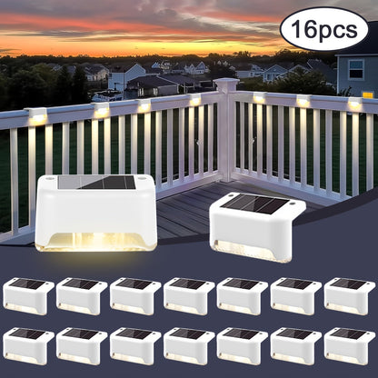 Solar Deck and Step Lights, 8- to 32-Piece Packs in Black, White or Brown with Integrated Panels