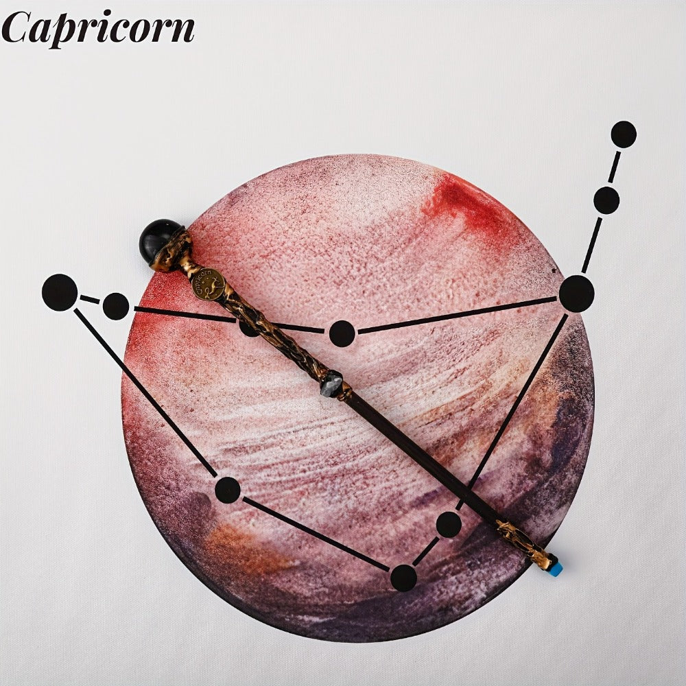 Zodiac-Themed Decorative Wand with Resin and Stone-Look Accents, Gift Box and All Twelve Sign Variants