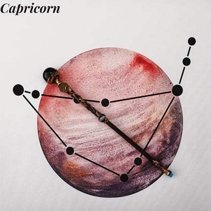 Zodiac-Themed Decorative Wand with Resin and Stone-Look Accents, Gift Box and All Twelve Sign Variants