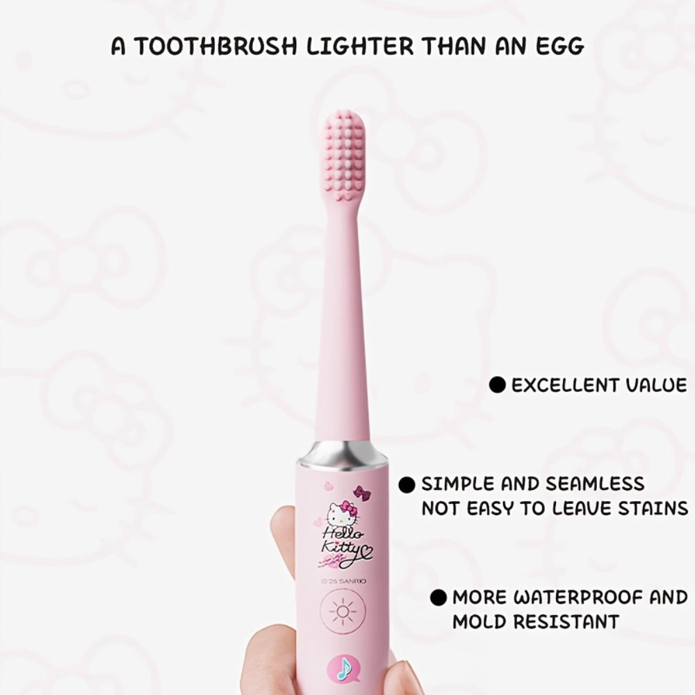Electric Toothbrush Sanrio Hello Kitty or Pochacco Style with Four Modes, Four Levels and Three Brush Heads