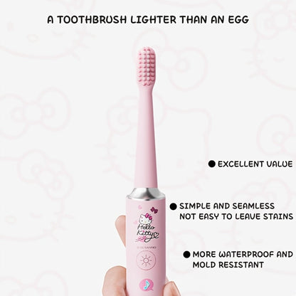 Electric Toothbrush Sanrio Hello Kitty or Pochacco Style with Four Modes, Four Levels and Three Brush Heads