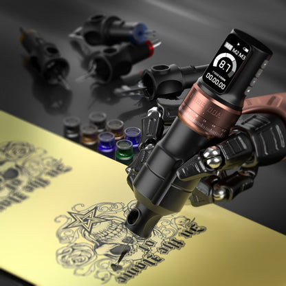 POSEIDON ZH03 Tattoo Kit with 2300mAh Adjustable-Stroke Pen, USB-C Charging, 20 Cartridges and 11 Inks