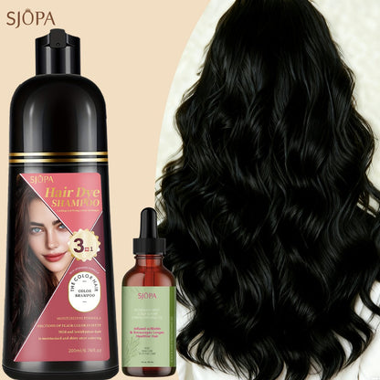 Hair Color Shampoo, SJOPA 3-in-1 Bottle-and-Dropper Set with 10 Rose, Brown, Purple and Black Color Options