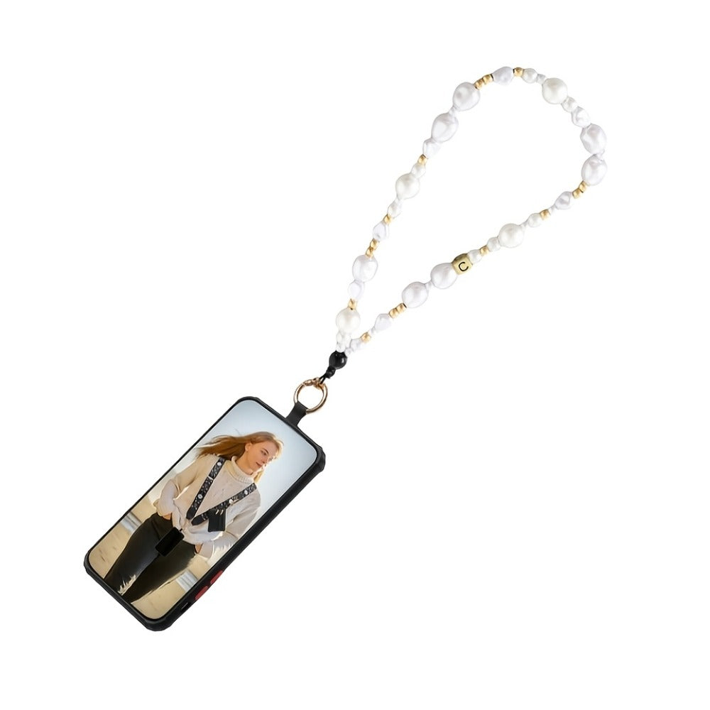 Phone Lanyard Crossbody Strap with Zipper Pouch, Beaded Charm and Five Exact Printed or Solid Styles
