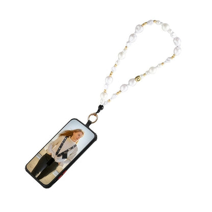 Phone Lanyard Crossbody Strap with Zipper Pouch, Beaded Charm and Five Exact Printed or Solid Styles