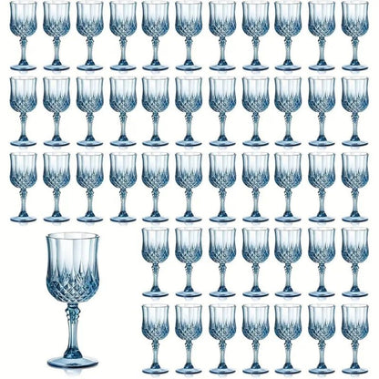 Forty-Eight-Piece 7 oz Plastic Wine Goblet Set in Clear, Orange, Pink, Green, Gold or Blue
