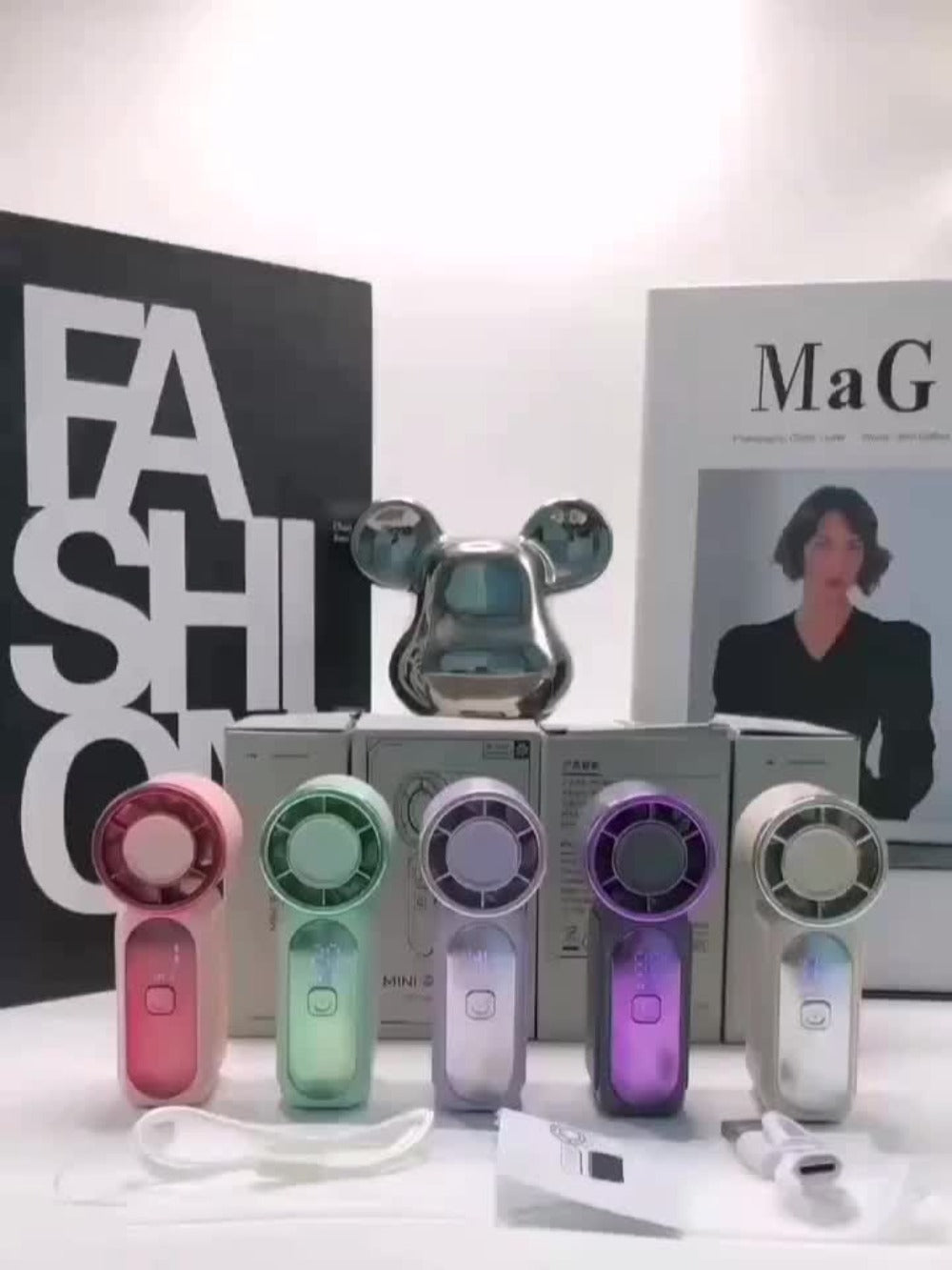 Mini Turbine Handheld Fan with Numeric Speed Control, USB Rechargeable Power and Two Color Choices