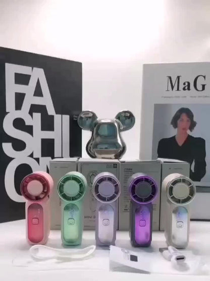 Mini Turbine Handheld Fan with Numeric Speed Control, USB Rechargeable Power and Two Color Choices
