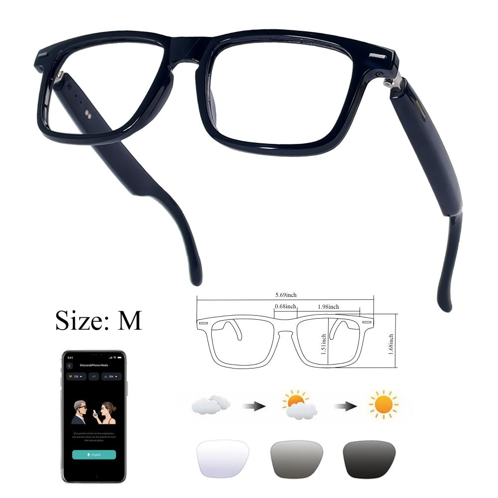 Smart Glasses 160-Language Translation Eyewear with Bluetooth 5.3 Open-Ear Audio and 18 Frame Options