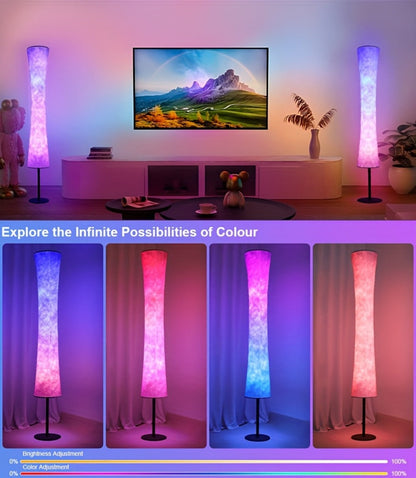 RGB Color Changing Floor Lamp 60 Inch – Fabric Shade Standing Lamp with 16 Million Colors, App & Remote Control, Music Sync, Adjustable Brightness for Living Room Bedroom Party Decor (1pc / 2pcs)