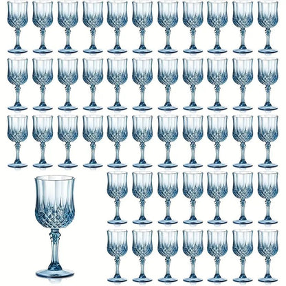 Forty-Eight-Piece 7 oz Plastic Wine Goblet Set in Clear, Orange, Pink, Green, Gold or Blue