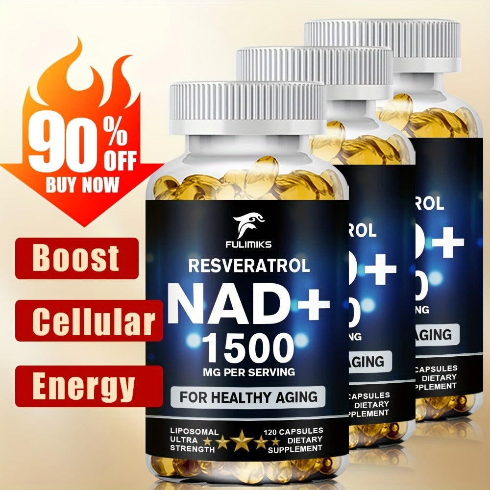 Dietary Supplement NAD+ Formula with Nicotinamide Riboside and Resveratrol Capsules, 120 Count