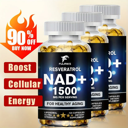 Dietary Supplement NAD+ Formula with Nicotinamide Riboside and Resveratrol Capsules, 120 Count