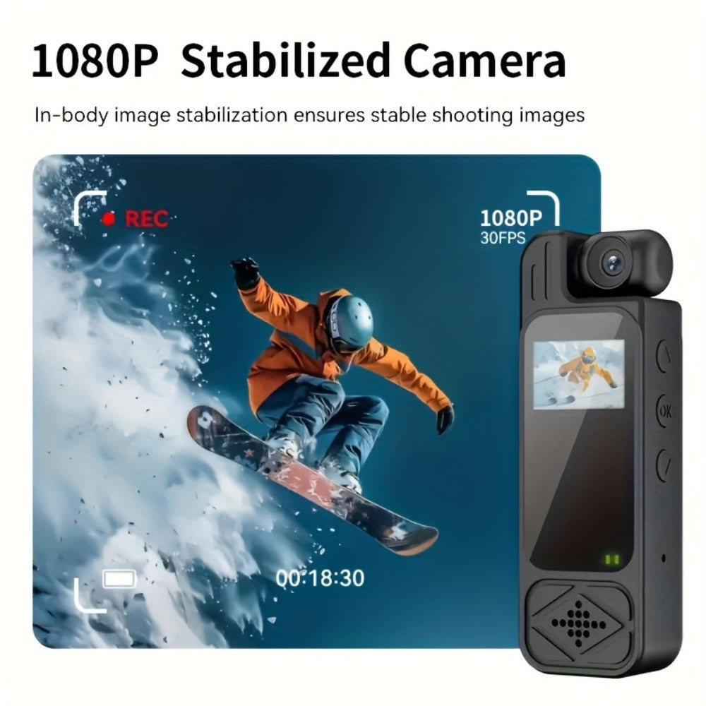 1080P Body Camera 180° Rotating Lens Portable Handheld Camcorder, USB Rechargeable, Compact Video Recorder for Vlogging Travel Meetings Celebrations, Gift for Kids Adults