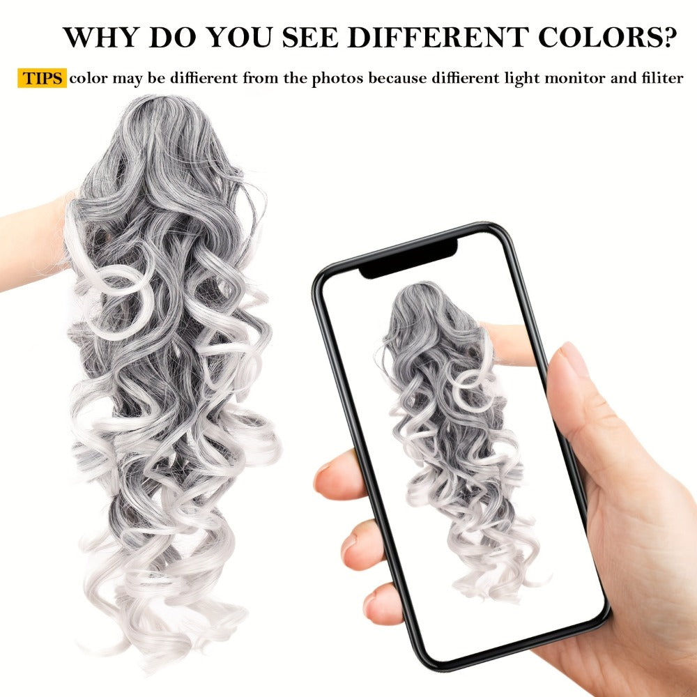 Hair Extensions Kinky-Curly 16-Inch Synthetic Ponytail with Claw Clip and Seven Color Options
