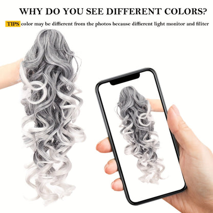 Hair Extensions Kinky-Curly 16-Inch Synthetic Ponytail with Claw Clip and Seven Color Options