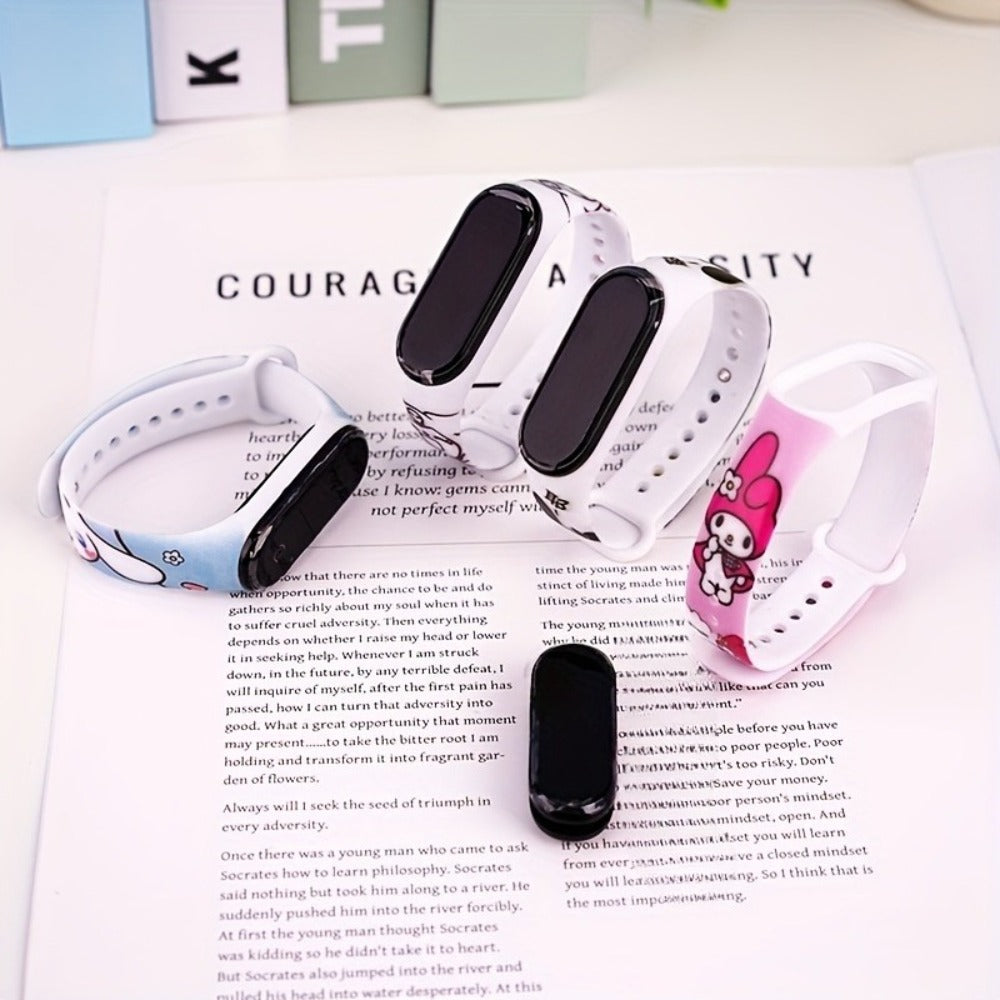Sanrio Kuromi My Melody Kids Electronic Sports Watch Set 10 Pack – Kawaii Anime 4-Color Mix, Birthday Party Favors & Prize Exchange Gifts for Girls