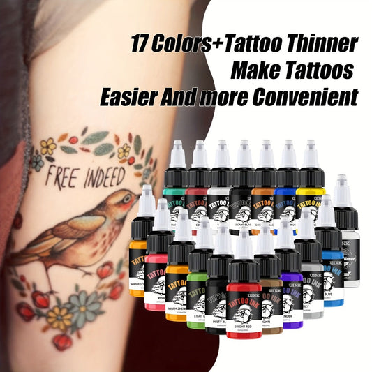 Tattoo Ink Set Professional 7 & 18 Colors 20ml Large Bottle Tattoo Cartridge Ink Kit for All Tattoo Styles Vivid Colors Long Lasting Safe Formula for Beginners & Artists