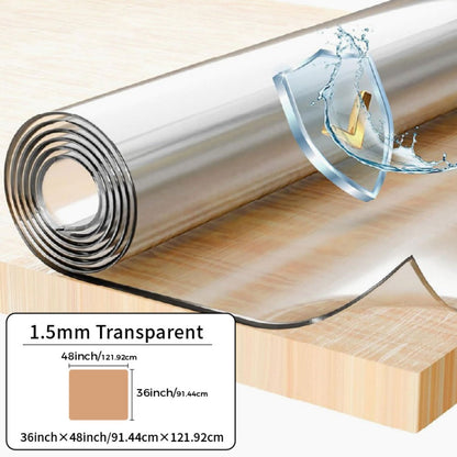 Clear PVC Tablecloth Table Protector 1.5mm Thick Transparent Table Cover Heat Resistant Scratch Resistant Waterproof Desk Mat for Dining Table Home Office Restaurant Coffee Table Multiple Sizes