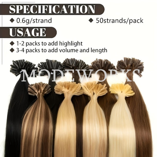 Remy Human Hair U Tip Keratin Extensions Straight Seamless Invisible Nail Tip Bond 50 Strands 12 14 16 18 20 Inch Natural Black Jet Black Blonde Brown Multi Color Women