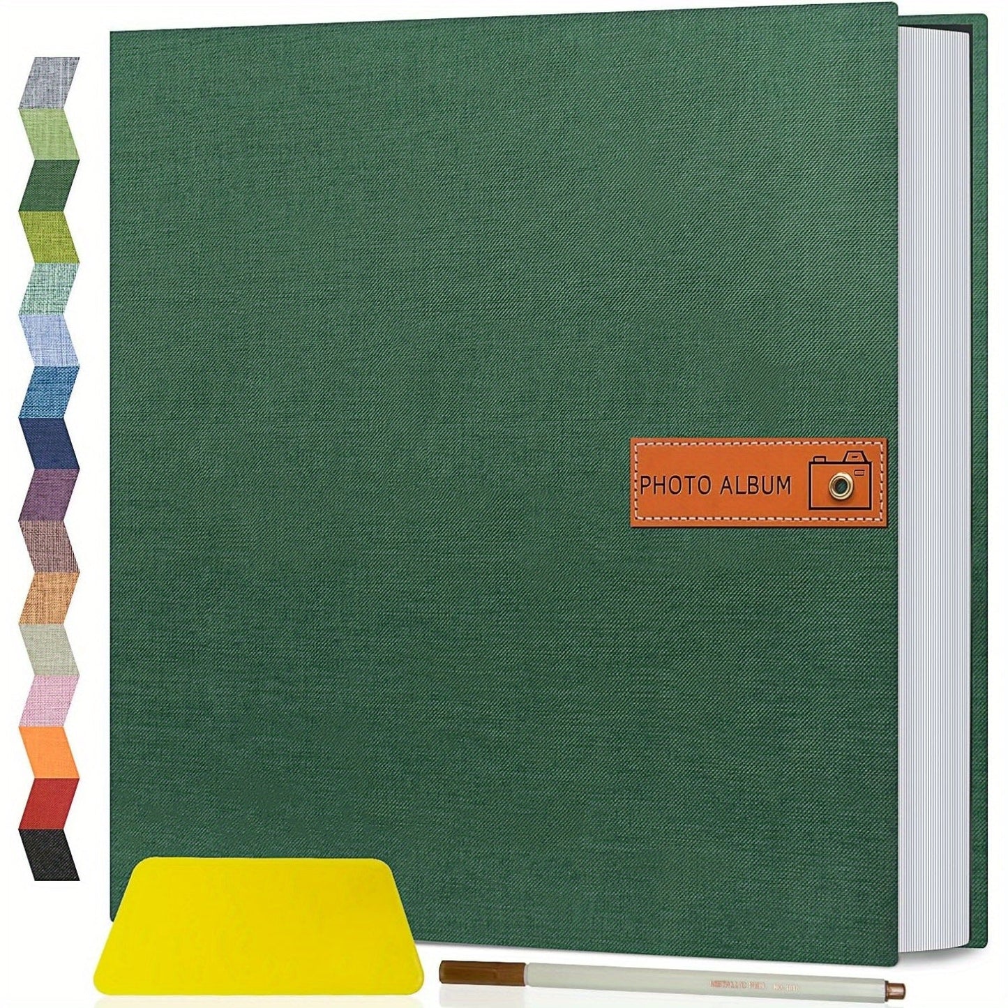 Self-Adhesive Linen Photo Album with 40- or 60-Page Options, Two Cover Sizes, Metal Pen and 12 Colors