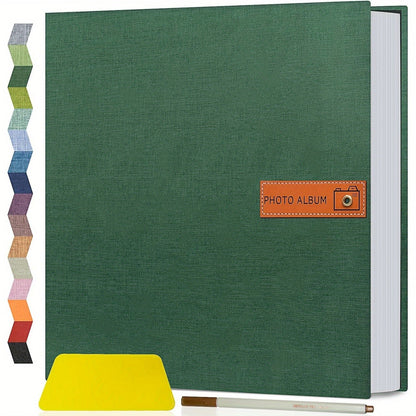 Self-Adhesive Linen Photo Album with 40- or 60-Page Options, Two Cover Sizes, Metal Pen and 12 Colors