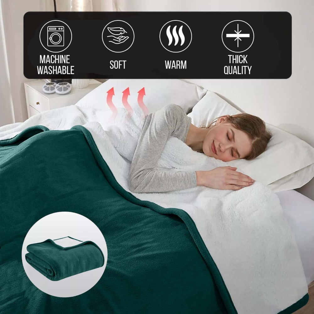 480GSM Sherpa Fleece Blanket – Double-Sided Heavy Warm Throw for Couch, Bed & Travel, Reversible All Season, 13 Colors, 3 Sizes