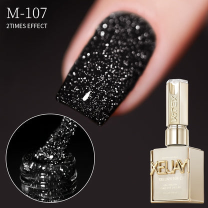 Glitter Gel Nail Polish Set 5 Colors Broken Stone Sparkling – Semi Permanent Soak Off UV LED Nail Gel 0.51oz Each, Long Lasting Multi-Dimensional Glitter Nail Art Polish for Salon & DIY Home Use