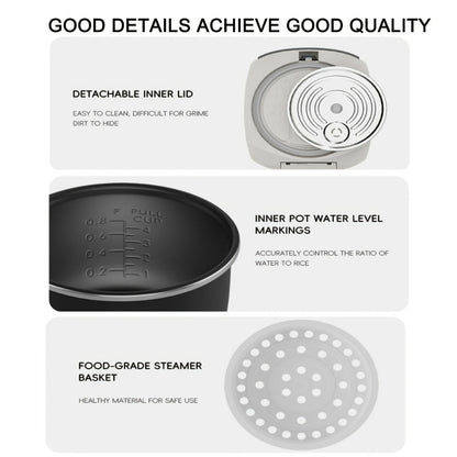 Rice Cooker 2L 4 Cups 10-in-1 Mini Multifunctional Compact Electric Rice Cooker for Rice Soup Stew Oatmeal Cake Steamed Vegetables Perfect for Small Kitchen Dorm Apartment
