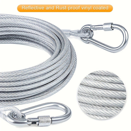 Coated Wire Clothesline with Locking Carabiners in 9-Meter or 15-Meter Checkout Lengths and End Hooks