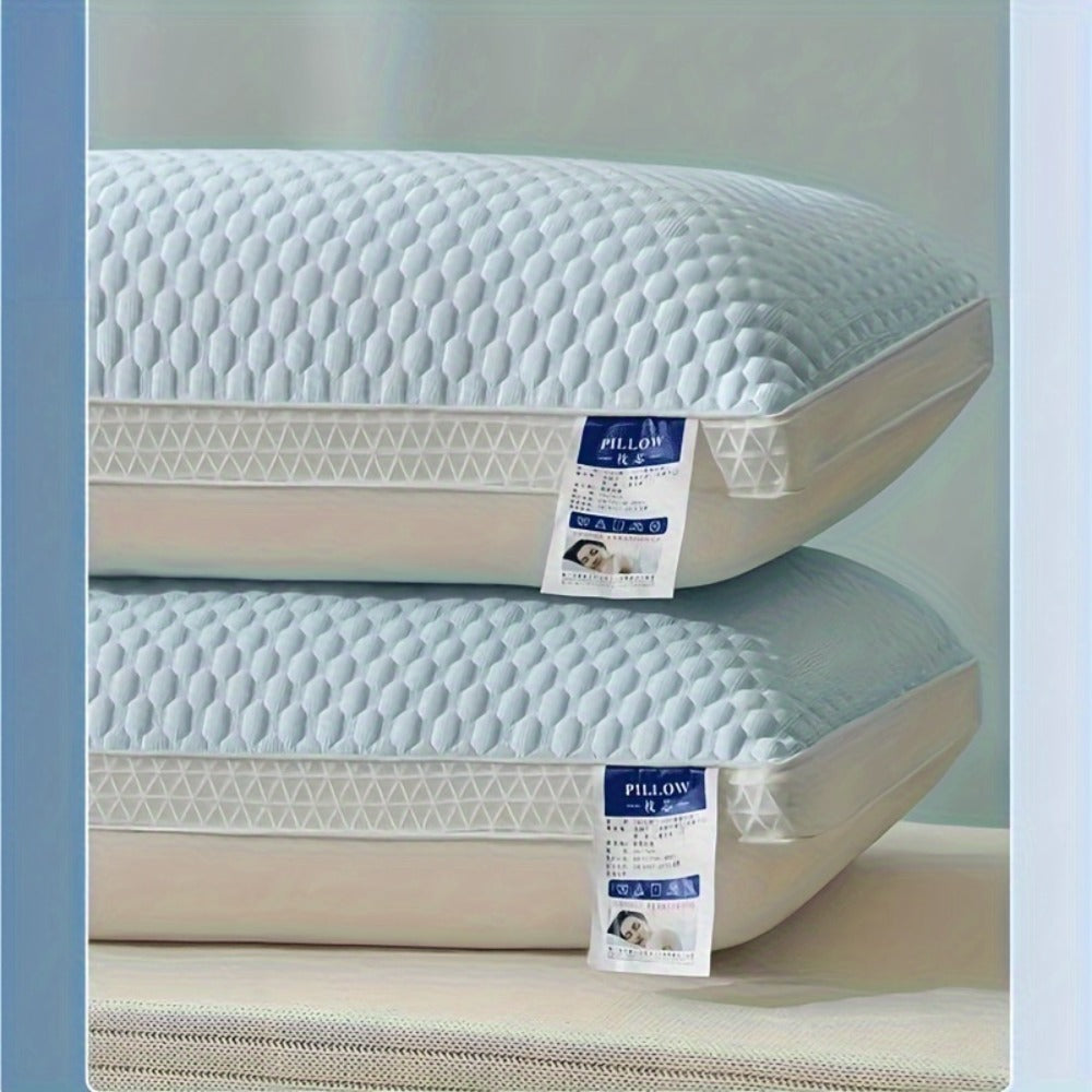 Two-Piece Rectangular Bed Pillow Set in Blue, Gray, Pink or Indigo with Pictured 80 x 50 cm Size