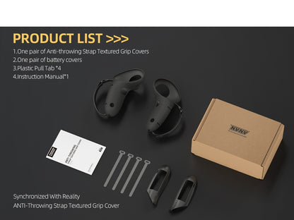 Controller Grip Cover and Adjustable Hand Strap Set for Meta Quest 3 and 3S with Battery Opening