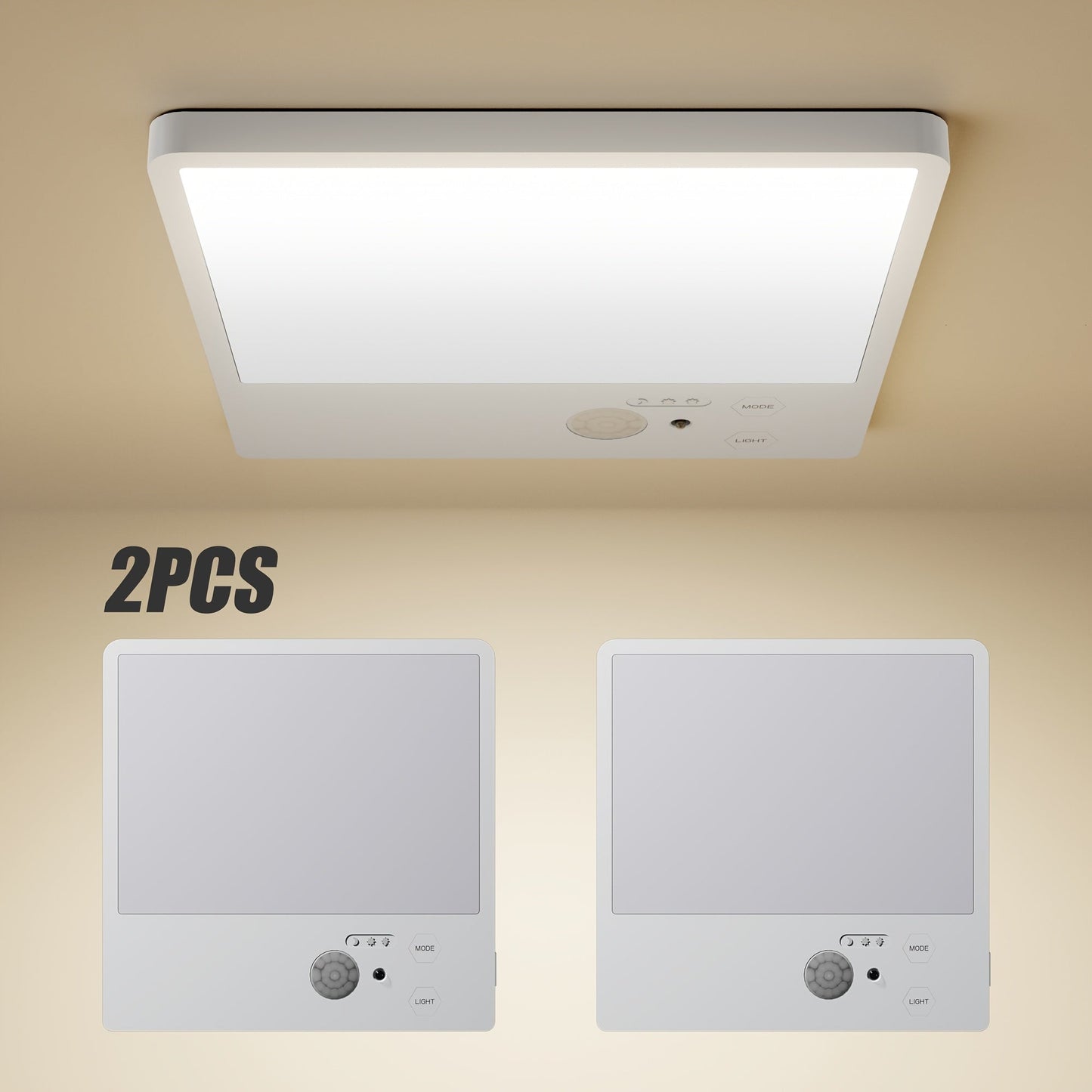Wireless LED Ceiling Light Motion Sensor Rechargeable Battery Powered 3 Color Temperatures Remote Control No Wiring Closet Light for Bathroom Staircase Garage Hallway Kitchen Pantry White 1 or 2pcs