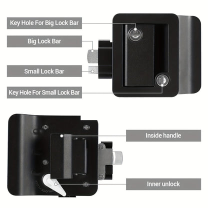 RV Door Lock Replacement – Travel Trailer Entry Door Lock with Deadbolt, Fits 2-3/4" x 3-3/4" Hole, 1-1/4" to 1-1/2" Door Thickness, Zinc Alloy, Includes 4 Keys, Compatible with Cargo & Horse Trailers