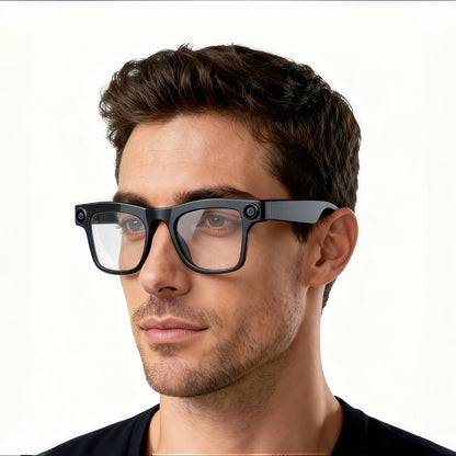 Smart Glasses Dual-Lens POV Camera Eyewear with Open-Ear Audio, Touch Control and Clear or Tinted Lenses