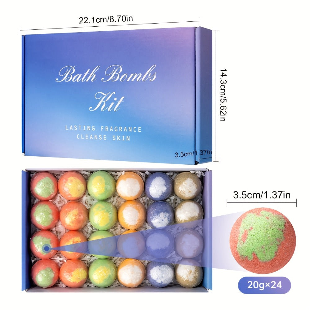 Bath Bombs Gift Set 24 Pack Handmade with Essential Oils - Luxury Bubble Bath Fizzes 20g Each, Moisturizing Spa Bombs for Women, Wife, Girlfriend, Birthday, Christmas & Anniversary Gift