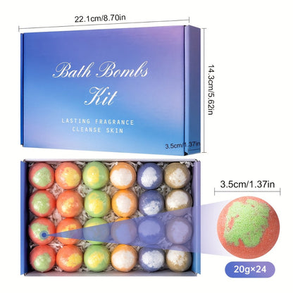 Bath Bombs Gift Set 24 Pack Handmade with Essential Oils - Luxury Bubble Bath Fizzes 20g Each, Moisturizing Spa Bombs for Women, Wife, Girlfriend, Birthday, Christmas & Anniversary Gift
