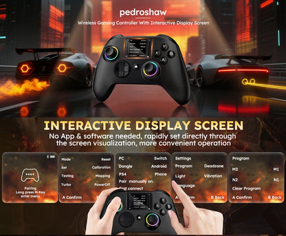 Wireless Gaming Controller Touchscreen PC PS4 Switch Android iOS - 4 Programmable Buttons Rapid Fire 6-Axis Gyroscope Dual Vibration RGB Lighting Bluetooth Gamepad for All Platforms